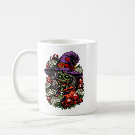 Caneca De Café January Zombie Witch with Gems and Flowers