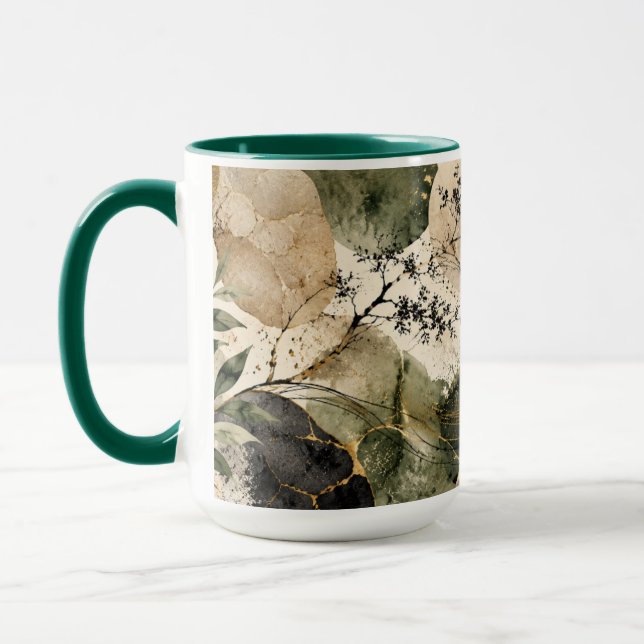 Caneca de Café Japandi Moss Stone Aesthetic (Esquerda)
