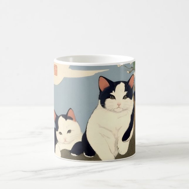 Caneca De Café Japanese Cats Blossom Tree Mug – Ukiyo-e Style (Centro)
