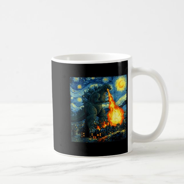Caneca De Café Japanese Monster Kaiju Van Gogh Starry Night  (Direita)