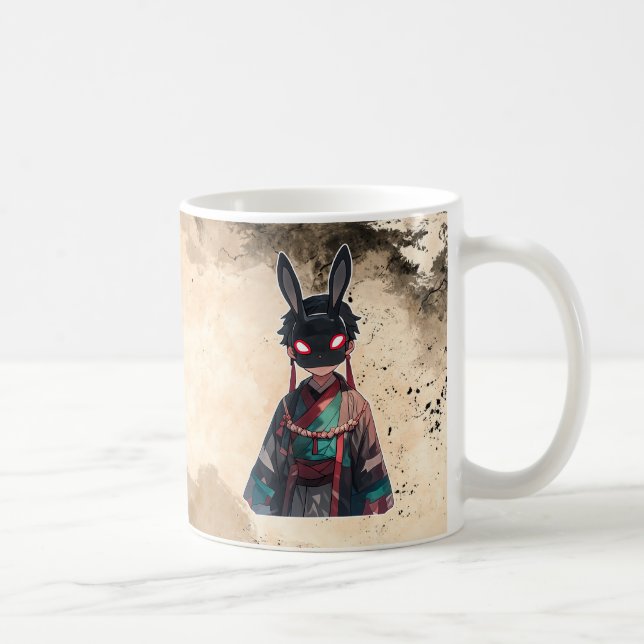 Caneca De Café Japanese Rabbit Mask Kimono Mug (Direita)