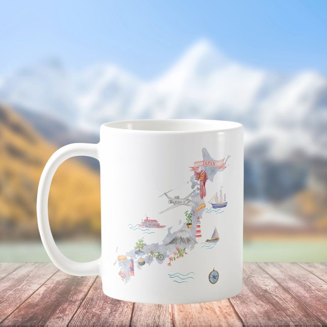 Caneca De Café Japão - Mapa Ilustrado da Cultura Japonesa (Outdoor, In situ)