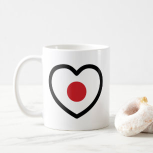 Caneca De Café Japão   Sinalizador Japonês Heart