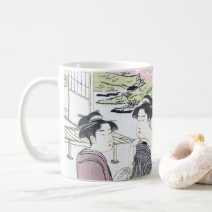 Caneca De Café Japonês Ukiyo-e Niwa nenhum hanami por Eishi