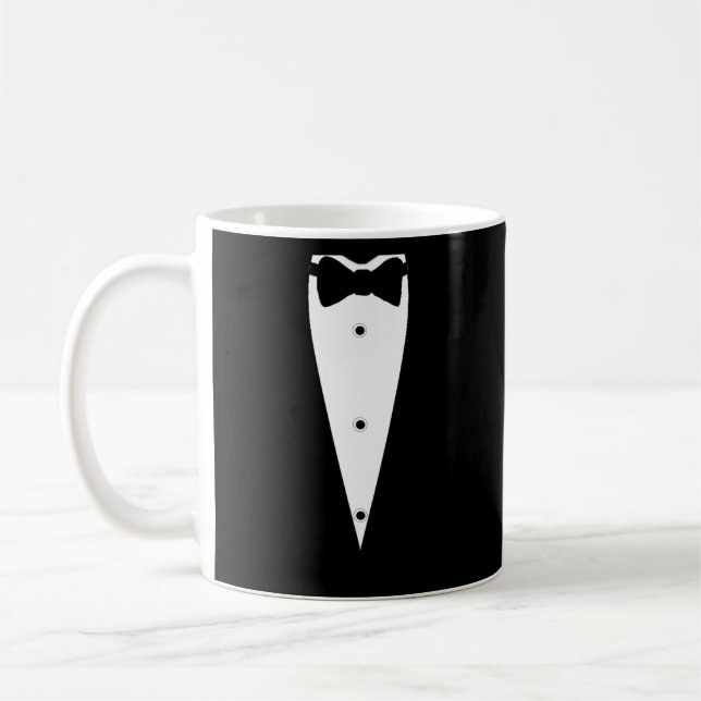 Caneca De Café Jaqueta Preta De Fato De Tuxedo Com Arco De Lapelo (Esquerda)
