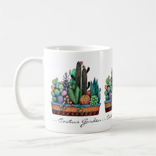 Caneca De Café Jardim bonito do cacto da aguarela no pote