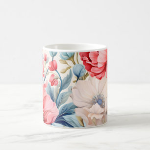 Caneca De Café Jardim Botânico de Flores Românticas Elegantes