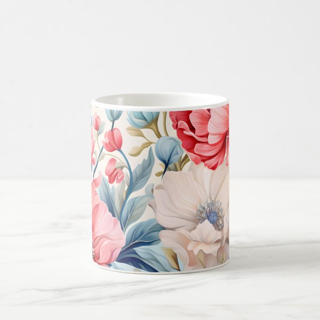Caneca De Café Jardim Botânico de Flores Românticas Elegantes (Centro)