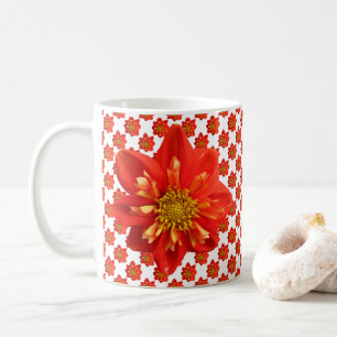 Caneca De Café Jardim Botânico Laranja Dahlia Flor