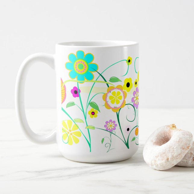 Caneca De Café Jardim Branco ("A little burst of color for every sip")
