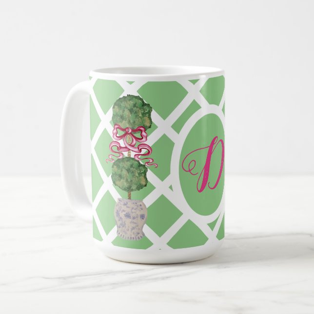 Caneca De Café Jardim Chinoiserie Ginger Jar Topiary (Frente Esquerda)