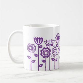 Caneca De Café Jardim da Flor Roxo Moderno