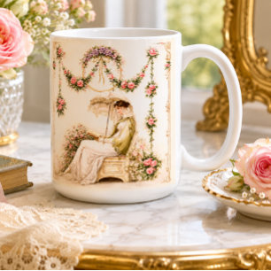 Caneca De Café Jardim da Rosa Regency Leitura Senhora