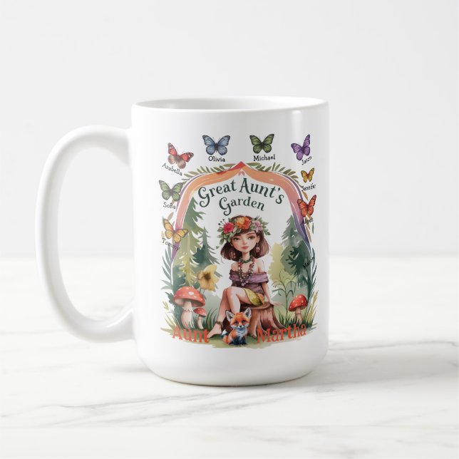 Caneca De Café Jardim da tia Excelente de Nomes Personalizados da (Esquerda)