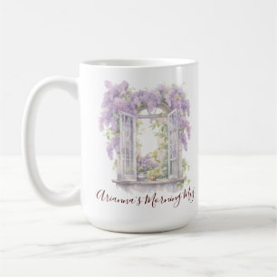 Caneca De Café Jardim de Algodão da Janela Floral Lilac