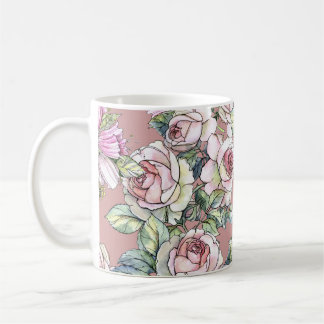 Caneca De Café Jardim de Aquarelas: Elegância de Tulipas de Rosa.