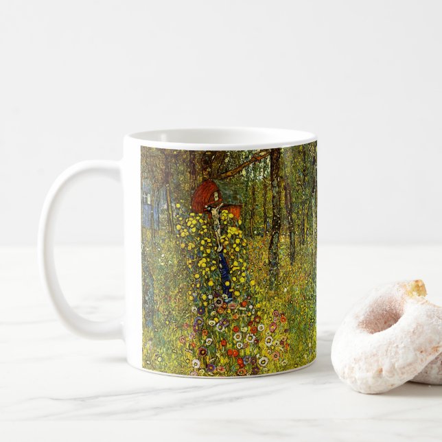 Caneca De Café Jardim de fazenda com Crucifixo por Gustav Klimt (Com Donut)