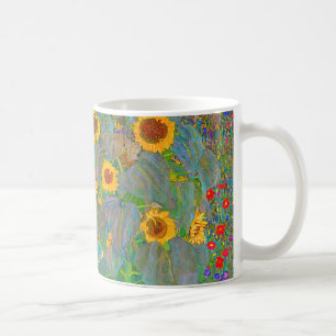 Caneca De Café Jardim de Fazenda de Gustav Klimt com girassóis