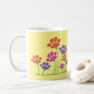 Caneca De Café Jardim de Flor de Impressão Pawprint