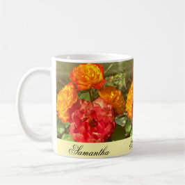Caneca De Café Jardim De Flor Laranja E Vermelho