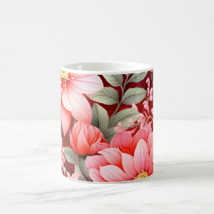 Caneca De Café Jardim de Flores Botânicas Antigas em Flor