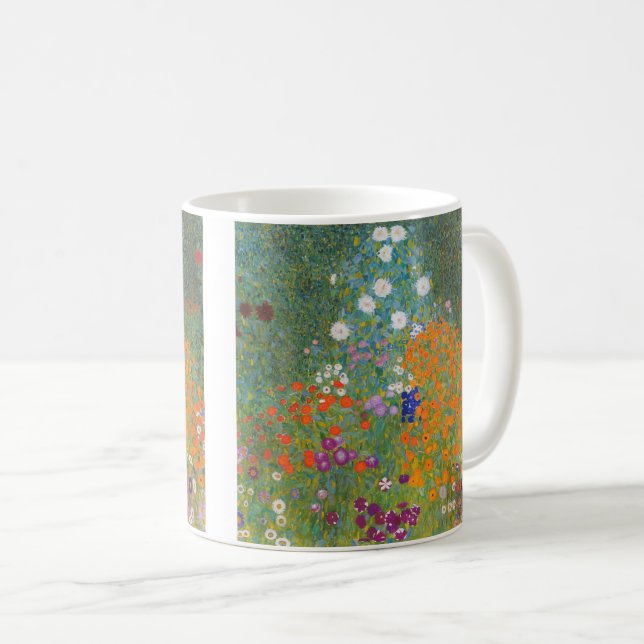 Caneca De Café Jardim de Flores de Gustav Klimt (Frente Esquerda)