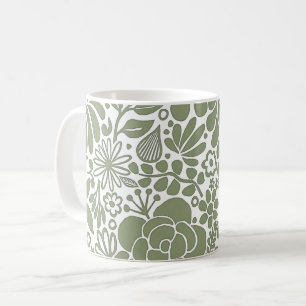 Caneca De Café Jardim de Flores e Folhas Selvagens e Destemidas L