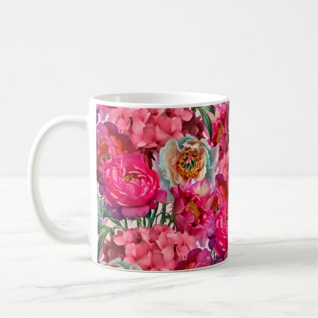 Caneca De Café Jardim de flores românticas (Esquerda)