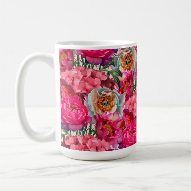 Caneca De Café Jardim de flores românticas (Esquerda)