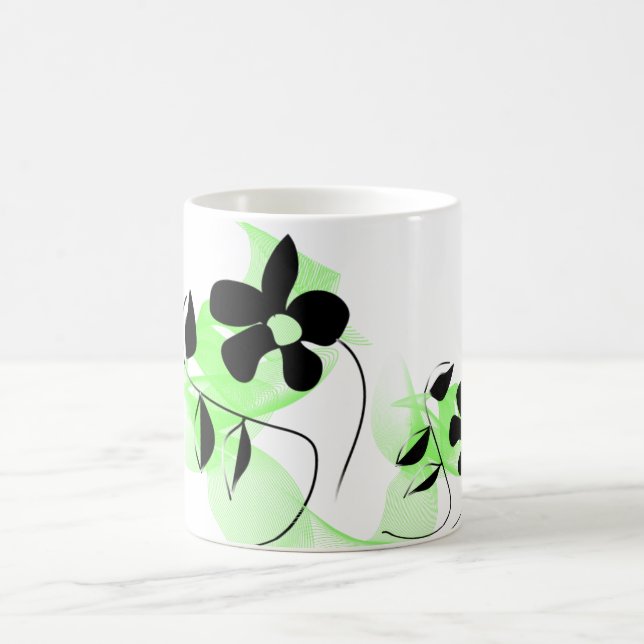 Caneca de Café Jardim de Flores Verde (Centro)