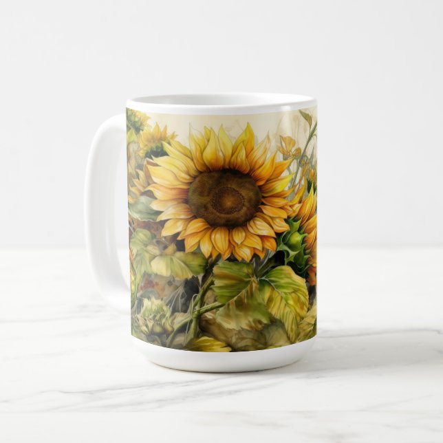 Caneca De Café Jardim de Girassóis (Frente Esquerda)