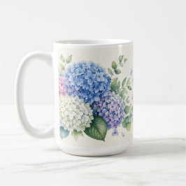 Caneca De Café Jardim de Hortênsias em Aquarela