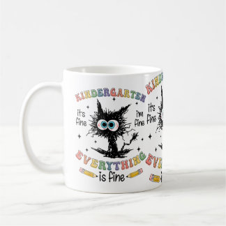 Caneca De Café Jardim de Infância Gato Preto Tudo Bem Estou Bem T