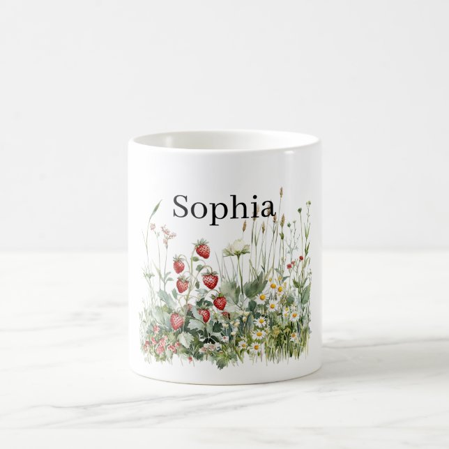 Caneca De Café Jardim de Morangos e Flores (Centro)