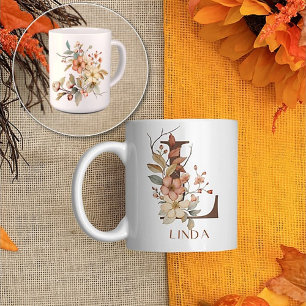 Caneca De Café Jardim de outono selvagem L inicial