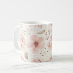 Caneca De Café Jardim de Padrão Rosa bonito das Flores de Água