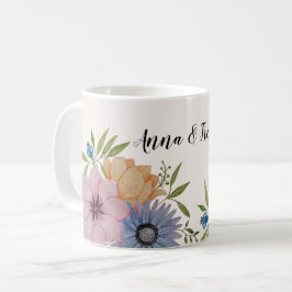 Caneca De Café Jardim de Primavera Bege Neutro Aquarela