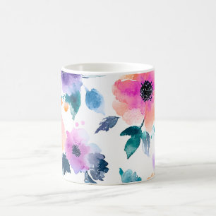 Caneca De Café Jardim de primavera vintage em aquarela floral