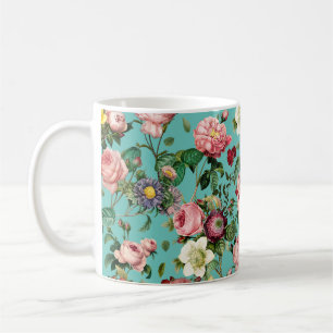 Caneca De Café Jardim de rosa de Vintage em segundo plano