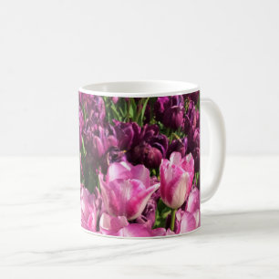 Caneca De Café Jardim de Tulipas Púrpura e Rosa, Oregon
