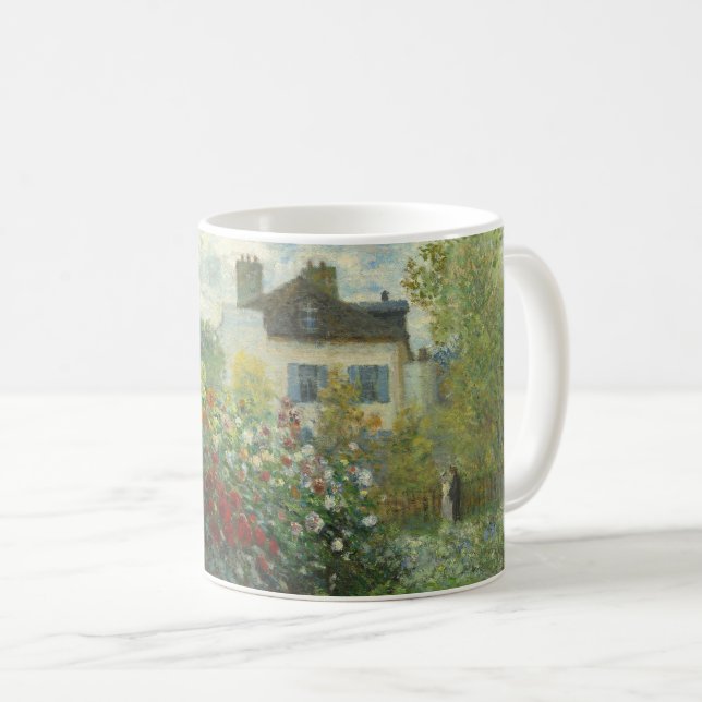 Caneca De Café Jardim do Artista Monet em Argenteuil Pintura (Frente Esquerda)