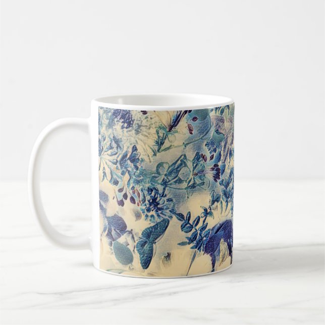 Caneca De Café Jardim do Trabalho de arte de Borboleta das Flores (Esquerda)