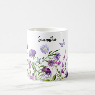 Caneca De Café Jardim dos Prados de Flores Selvagens, Rosa-d-água