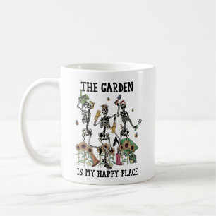 Caneca De Café Jardim é meu lugar feliz três esqueletos dançando