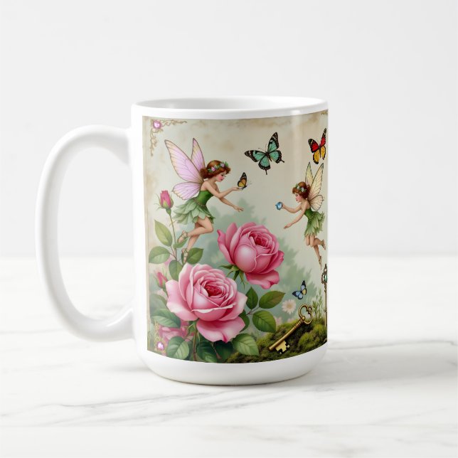 Caneca De Café Jardim Encantado de Fadas Florais (Esquerda)