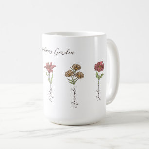 Caneca De Café Jardim Flor de Vovó 5 Netos Nome Floral