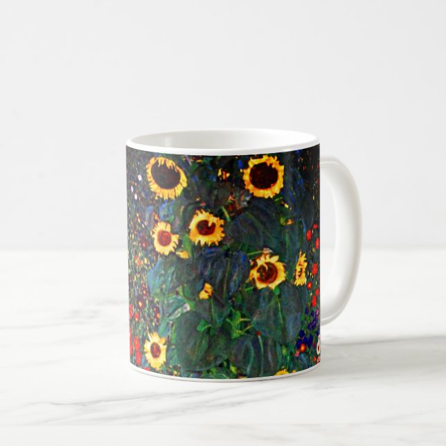 Caneca De Café Jardim Flor Gustav Klimt (Frente Esquerda)
