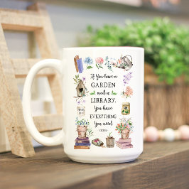 Caneca De Café Jardim Floral de Cotação de Jardinagem e Bibliotec
