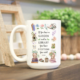 Caneca De Café Jardim Floral de Cotação de Jardinagem e Bibliotec