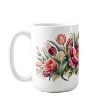Jardim Floral de Tulipas em Aquarela Elegante